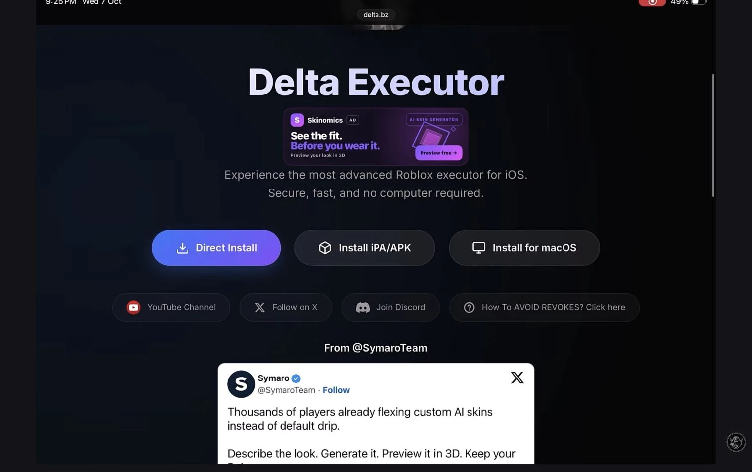 Direct Install in Safari on iPad
